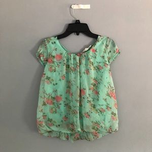 Teal Free Planet Flower Blouse